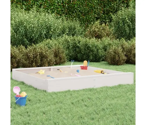 Smilšu Kaste Ar Sēdekļiem, Balta, Kvadrāta Forma, Priedes Koks Vidaxl