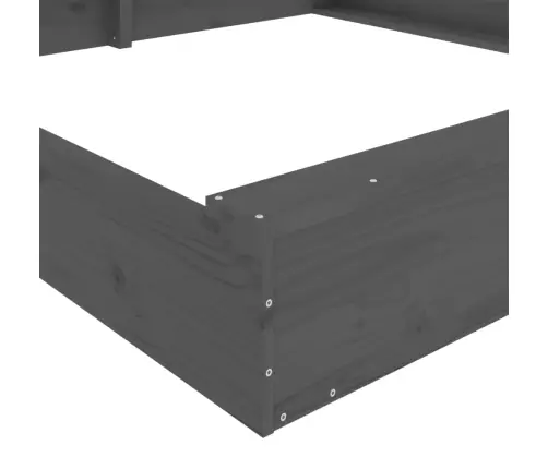 Smėlio Dėžė Su Sėdynėmis, Pilka, Pušies Masyvas, Kvadratinė