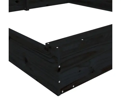 Smilšu Kaste Ar Sēdekļiem, Melna, Kvadrāta Forma, Priedes Koks Vidaxl