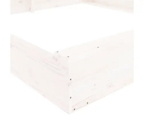 Smėlio Dėžė Su Sėdynėmis, Balta, Pušies Masyvas, Kvadratinė