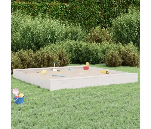 Smėlio Dėžė Su Sėdynėmis, Balta, Pušies Masyvas, Kvadratinė