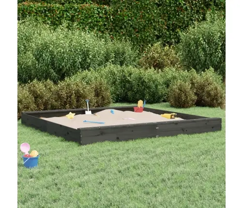 Smilšu Kaste Ar Sēdekļiem, Pelēka, Kvadrāta Forma, Priedes Koks Vidaxl