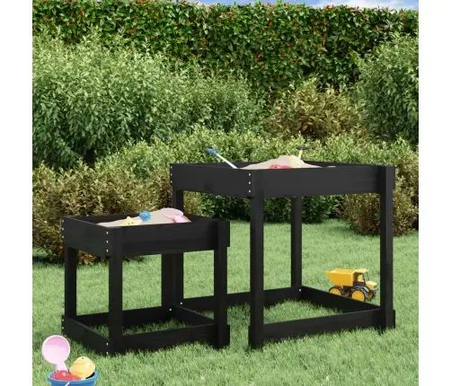 Üksteise Alla Mahtuvad Lauad, 3 Tk, Must, Männipuit