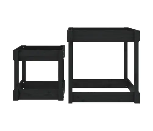 Üksteise Alla Mahtuvad Lauad, 3 Tk, Must, Männipuit