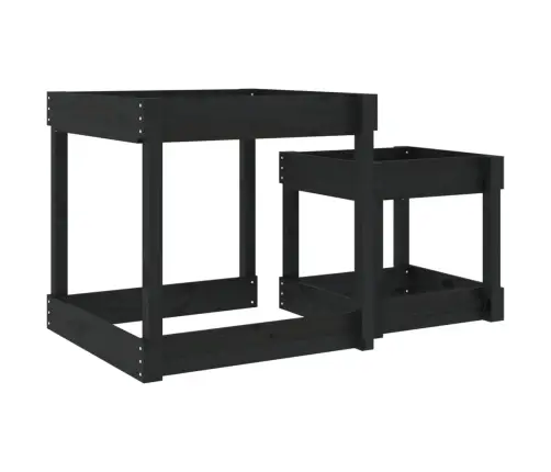 Üksteise Alla Mahtuvad Lauad, 3 Tk, Must, Männipuit