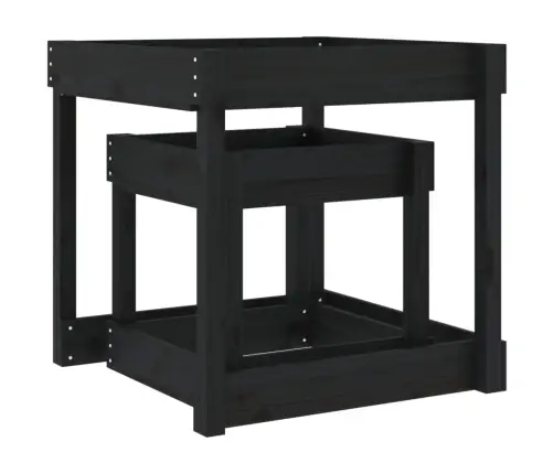 Üksteise Alla Mahtuvad Lauad, 3 Tk, Must, Männipuit