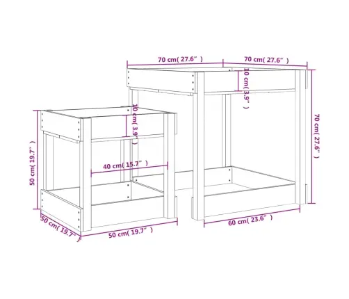 Üksteise Alla Mahtuvad Lauad, 3 Tk, Must, Männipuit