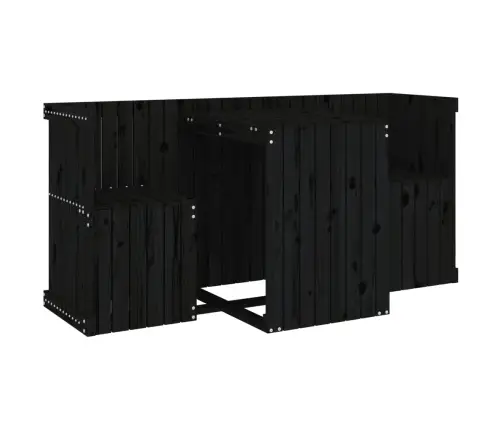 2-Vietīgs Balkona Mēbeļu Komplekts, Melns, Priedes Masīvkoks Vidaxl