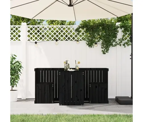 2-Vietīgs Balkona Mēbeļu Komplekts, Melns, Priedes Masīvkoks Vidaxl