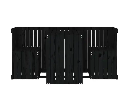 2-Vietīgs Balkona Mēbeļu Komplekts, Melns, Priedes Masīvkoks Vidaxl