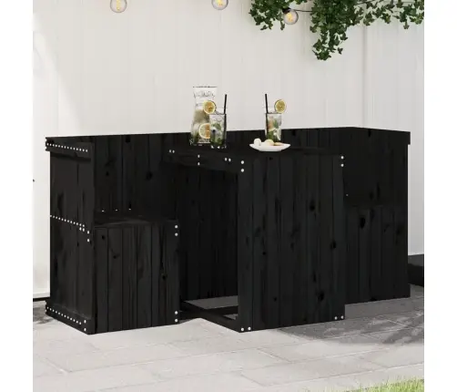 2-Vietīgs Balkona Mēbeļu Komplekts, Melns, Priedes Masīvkoks Vidaxl