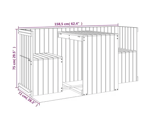 Divvietīgs Balkona Mēbeļu Komplekts, Egles Masīvkoks Vidaxl