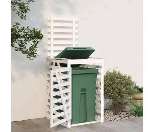 Ratastega Prügikasti Kuur, Valge, 84 X 90 X 128,5 cm Männipuit