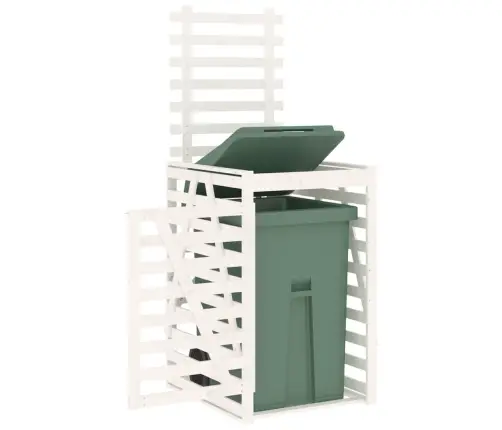 Ratastega Prügikasti Kuur, Valge, 84 X 90 X 128,5 cm Männipuit