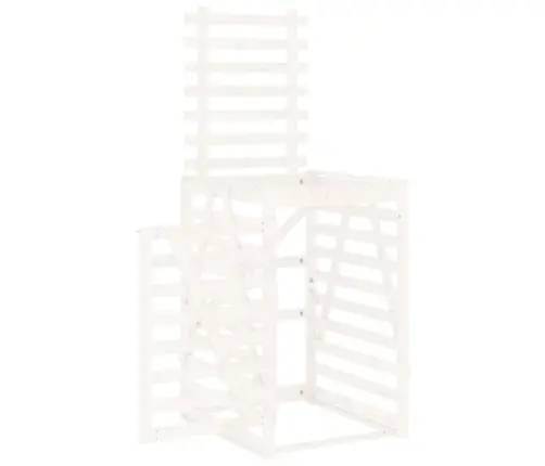 Ratastega Prügikasti Kuur, Valge, 84 X 90 X 128,5 cm Männipuit