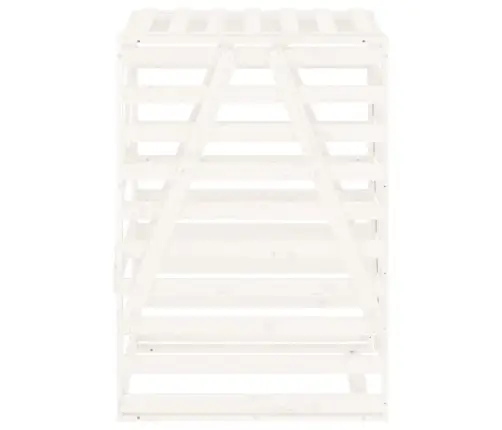 Ratastega Prügikasti Kuur, Valge, 84 X 90 X 128,5 cm Männipuit