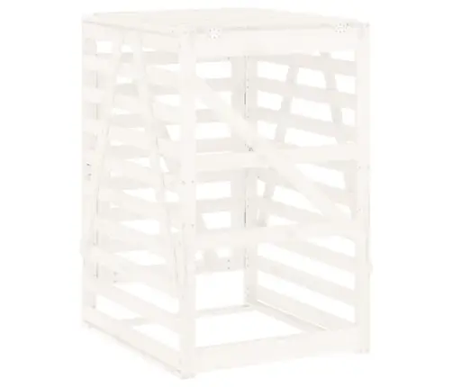 Ratastega Prügikasti Kuur, Valge, 84 X 90 X 128,5 cm Männipuit