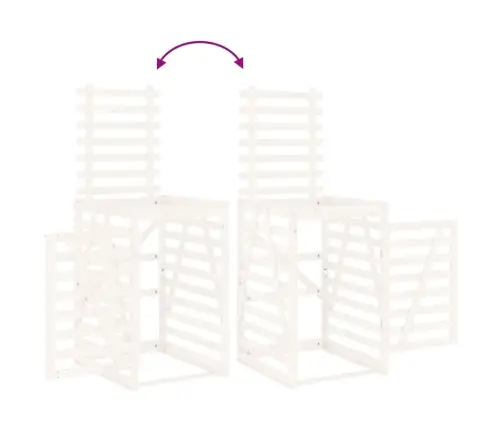 Ratastega Prügikasti Kuur, Valge, 84 X 90 X 128,5 cm Männipuit