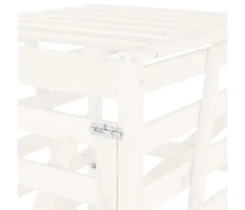 Ratastega Prügikasti Kuur, Valge, 84 X 90 X 128,5 cm Männipuit