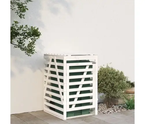 Ratastega Prügikasti Kuur, Valge, 84 X 90 X 128,5 cm Männipuit