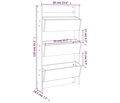 Puķu Kaste, 3 Līmeņi, 60X18,5X110 Cm, Priedes Masīvkoks Vidaxl