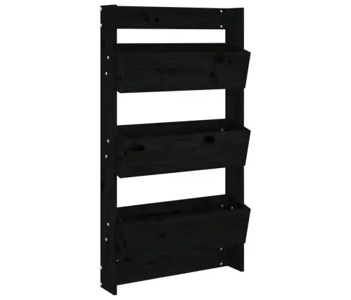 Puķu Kaste, 3 Līmeņi, 60X18,5X110 Cm, Melna, Priedes Masīvkoks Vidaxl