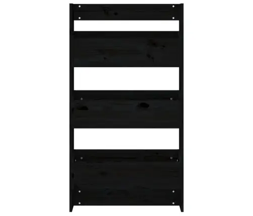 Puķu Kaste, 3 Līmeņi, 60X18,5X110 Cm, Melna, Priedes Masīvkoks Vidaxl