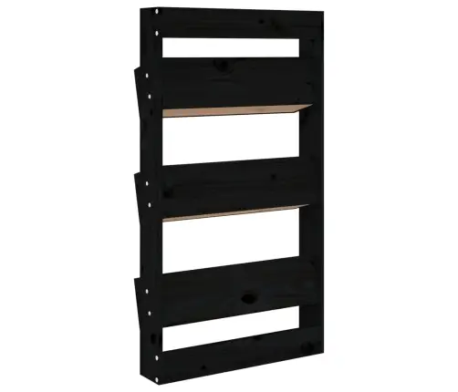 Puķu Kaste, 3 Līmeņi, 60X18,5X110 Cm, Melna, Priedes Masīvkoks Vidaxl