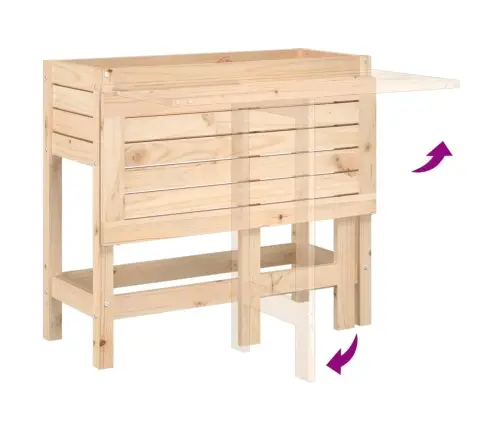 Dārza Puķu Kaste Ar Nolokāmu Virsmu, Priedes Masīvkoks Vidaxl