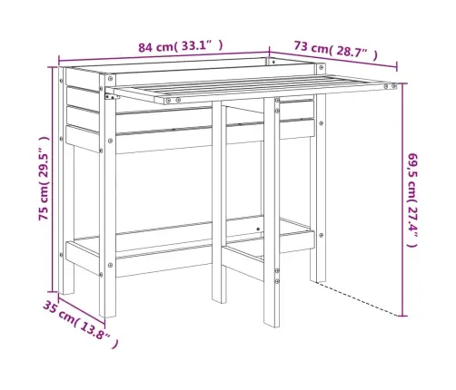 Dārza Puķu Kaste Ar Nolokāmu Virsmu, Priedes Masīvkoks Vidaxl