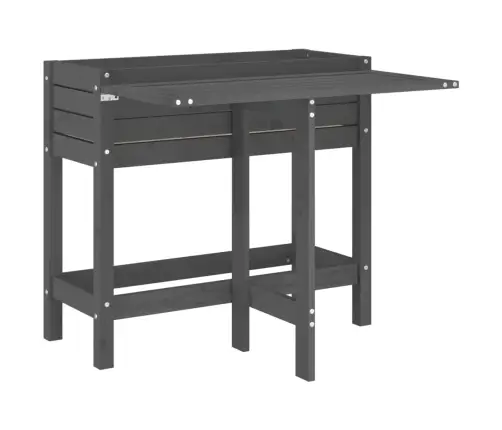 Dārza Puķu Kaste Ar Nolokāmu Virsmu, Pelēka, Priedes Masīvkoks Vidaxl