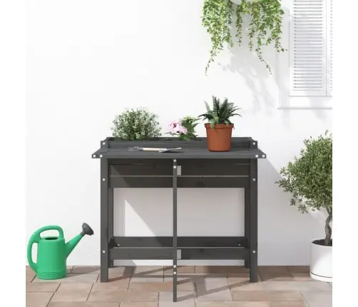 Dārza Puķu Kaste Ar Nolokāmu Virsmu, Pelēka, Priedes Masīvkoks Vidaxl