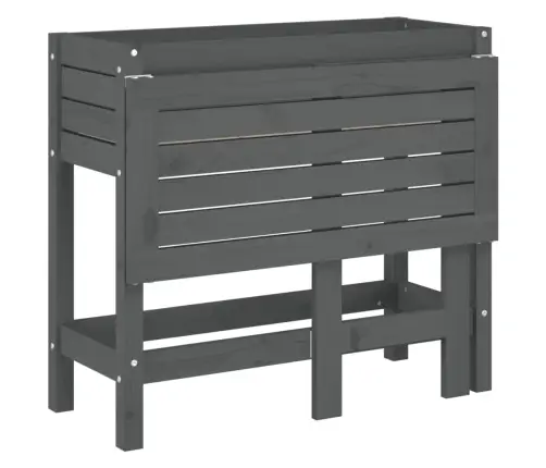 Dārza Puķu Kaste Ar Nolokāmu Virsmu, Pelēka, Priedes Masīvkoks Vidaxl