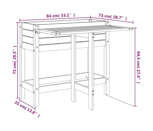 Dārza Puķu Kaste Ar Nolokāmu Virsmu, Pelēka, Priedes Masīvkoks Vidaxl