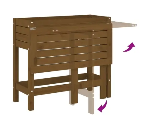 Dārza Puķu Kaste Ar Nolokāmu Virsmu, Brūna, Priedes Masīvkoks Vidaxl