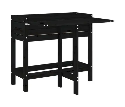 Dārza Puķu Kaste Ar Nolokāmu Virsmu, Melna, Priedes Masīvkoks Vidaxl