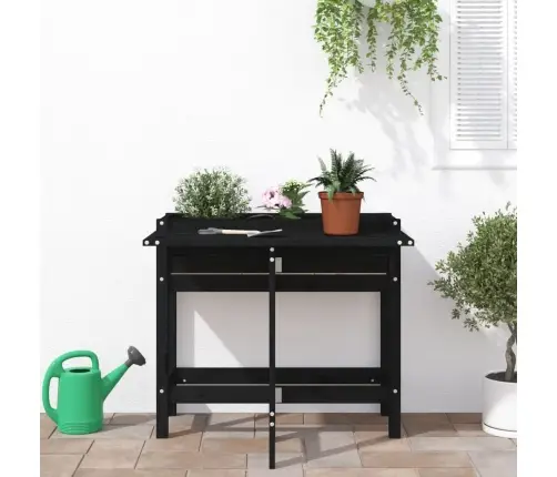 Dārza Puķu Kaste Ar Nolokāmu Virsmu, Melna, Priedes Masīvkoks Vidaxl