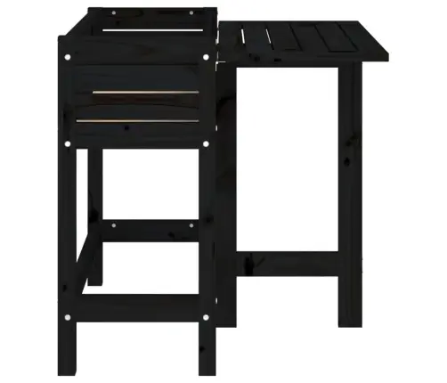 Dārza Puķu Kaste Ar Nolokāmu Virsmu, Melna, Priedes Masīvkoks Vidaxl