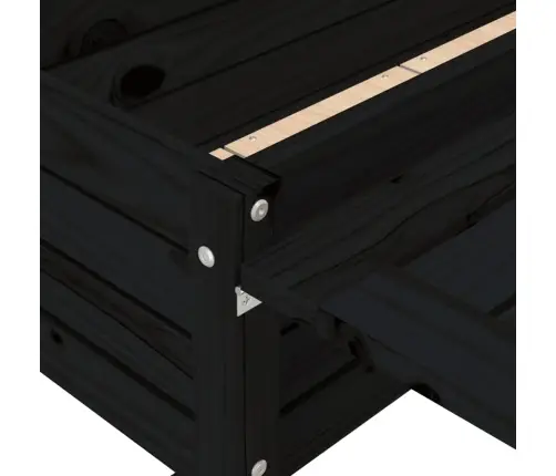 Dārza Puķu Kaste Ar Nolokāmu Virsmu, Melna, Priedes Masīvkoks Vidaxl