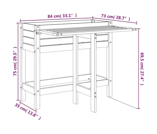 Dārza Puķu Kaste Ar Nolokāmu Virsmu, Melna, Priedes Masīvkoks Vidaxl