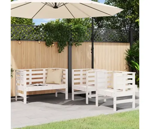 3-Daļīgs Dārza Atpūtas Mēbeļu Komplekts, Balts Priedes Koks Vidaxl