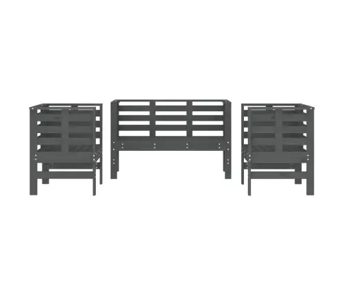 3-Daļīgs Dārza Atpūtas Mēbeļu Komplekts, Pelēks, Priedes Koks Vidaxl