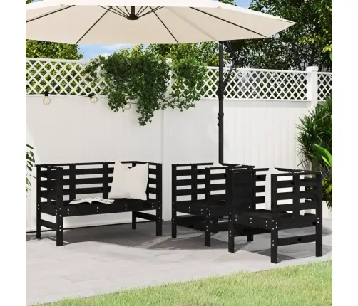 3-Daļīgs Dārza Atpūtas Mēbeļu Komplekts, Melns Priedes Koks Vidaxl