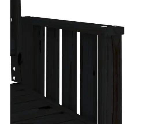 Dārza Sols Ar Galdiņu, Divvietīgs, Melns, Priedes Masīvkoks Vidaxl