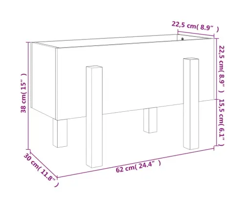 Dārza Puķu Kaste, Balta, 62X30X38 Cm, Priedes Masīvkoks Vidaxl