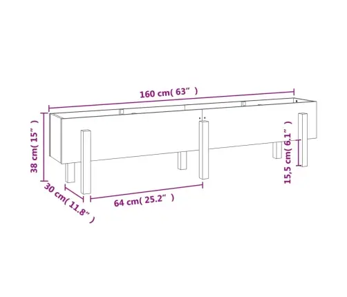 Augstā Puķu Kaste, Balta, 160X30X38 Cm, Priedes Masīvkoks Vidaxl