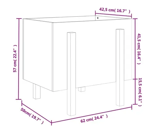 Sodo Lovelis, Baltas, 62X50X57cm Pušies Medienos Masyvas