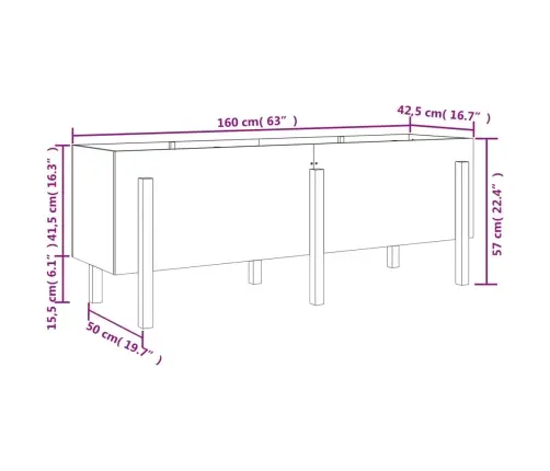 Augstā Puķu Kaste, 160X50X57 Cm, Priedes Masīvkoks Vidaxl