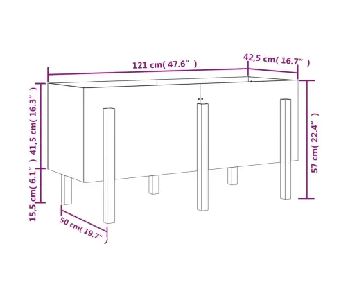 Augstā Puķu Kaste, Pelēka, 121X50X57 Cm, Priedes Masīvkoks Vidaxl