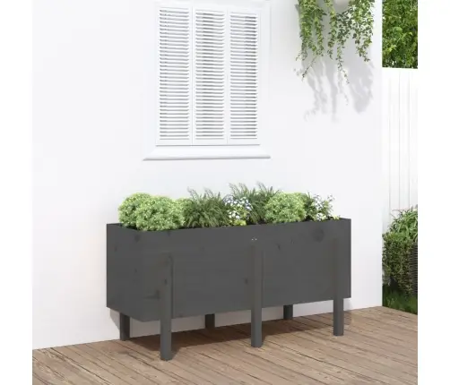 Augstā Puķu Kaste, Pelēka, 121X50X57 Cm, Priedes Masīvkoks Vidaxl